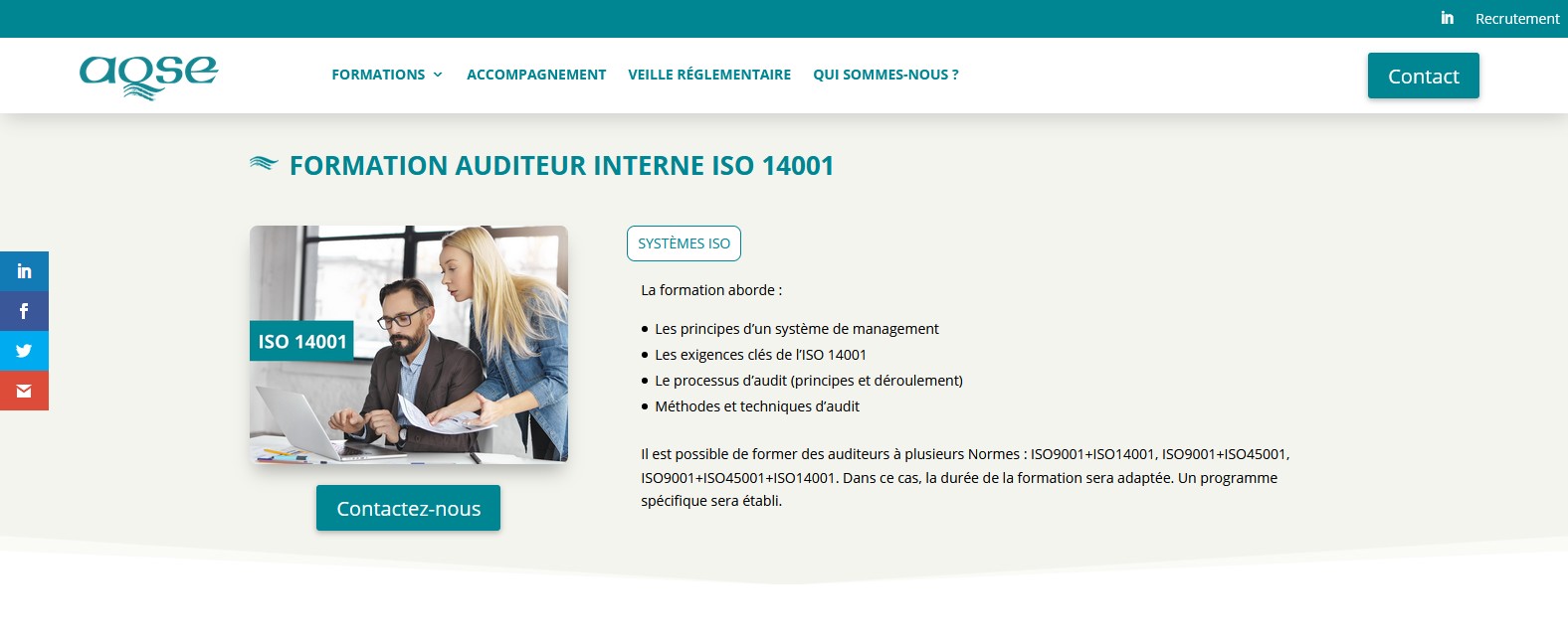 AQSE-France.fr Formation auditeur interne ISO 14001