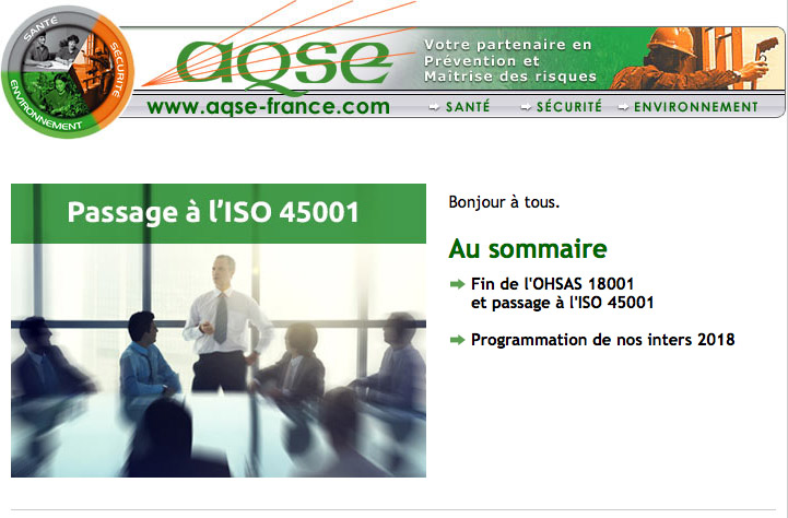 news 39 -  ISO 45001 - Nouvelles dates de formation CSE CHSCT ISO 14001 ISO 9001 2018