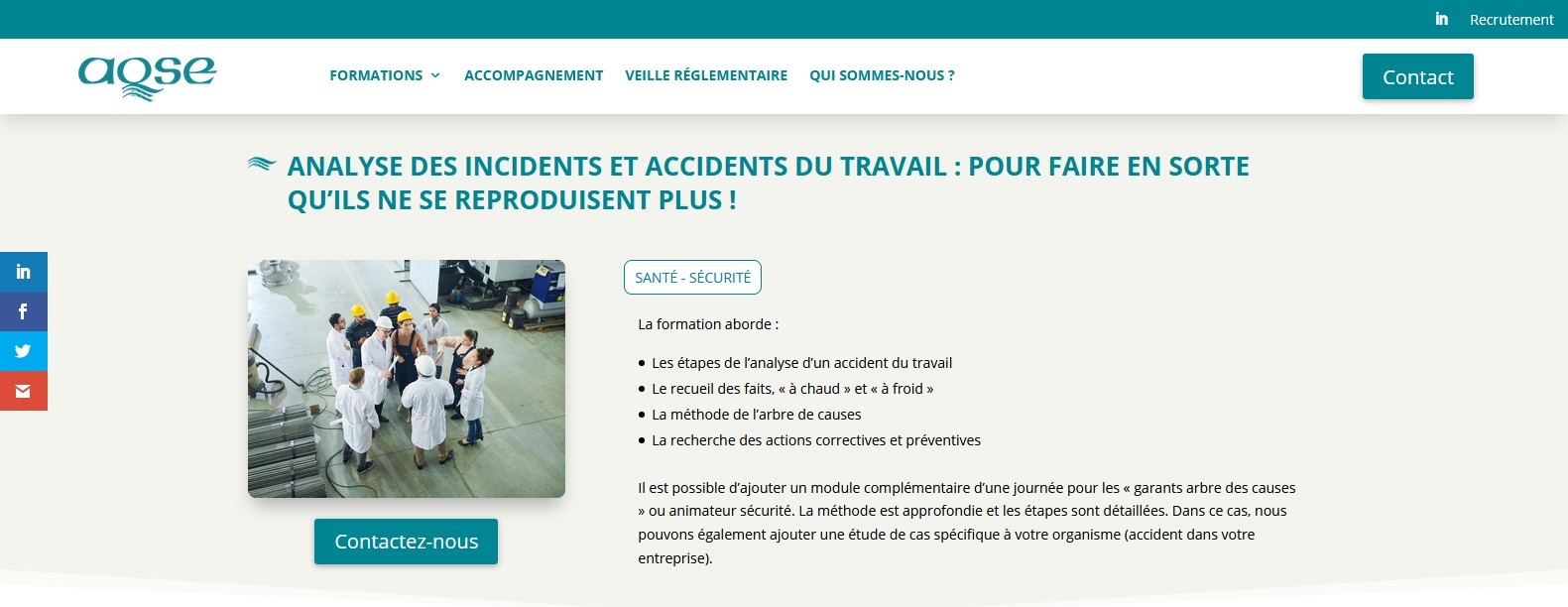 AQSE-france.fr Formation analyse des accidents du travail méthode de l'arbre des causes