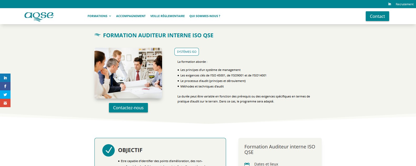formation auditeur interne QSE ISO 9001 ISO 14001 et ISO 45001