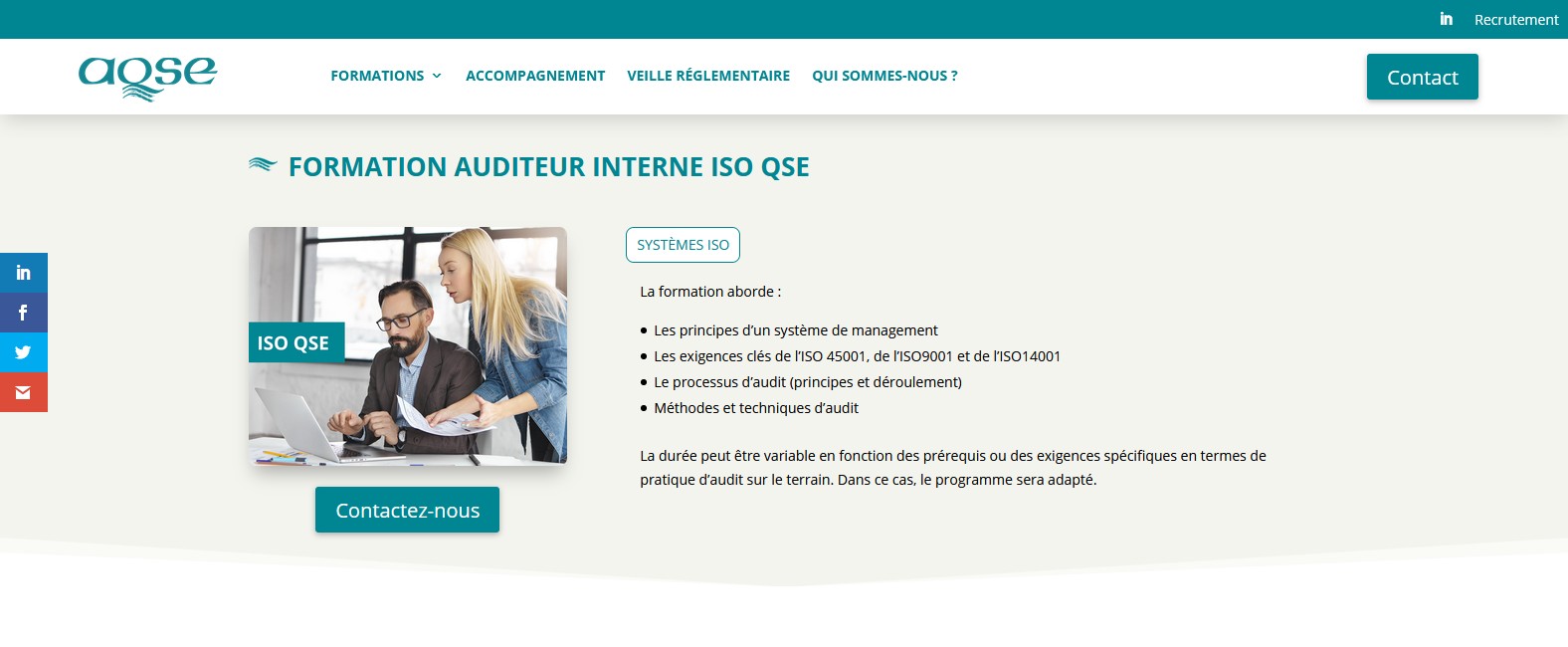 AQSE-france.fr Formation auditeur interne sécurité