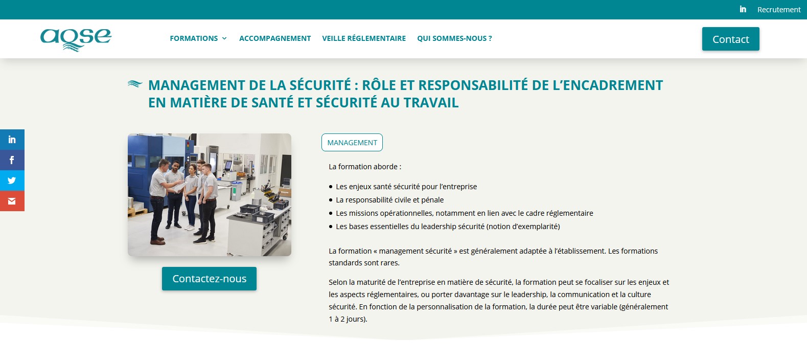 Formation management de la sécurité aqse-france.fr